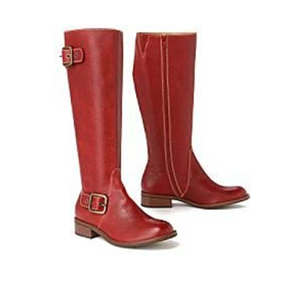 Anthro Schuler & Sons Red Leather Tall Riding Boots 8B - Picture 1 of 13
